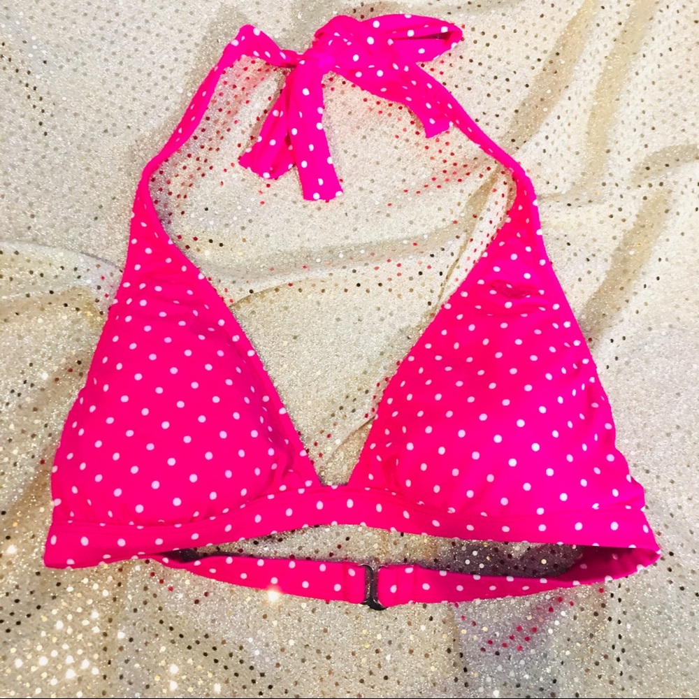 Used Roxy pink polka dot swim top